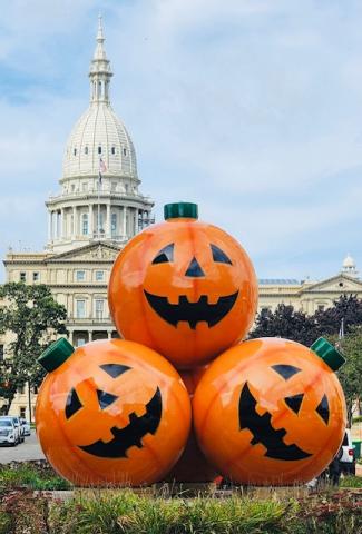 Giant pumpkin ornaments